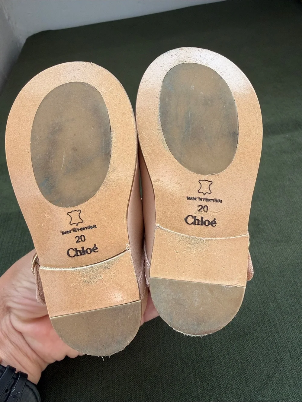 Chloe Pink Scalloped Leather Mary Jane Shoes, size 20 (4.5-5 US)